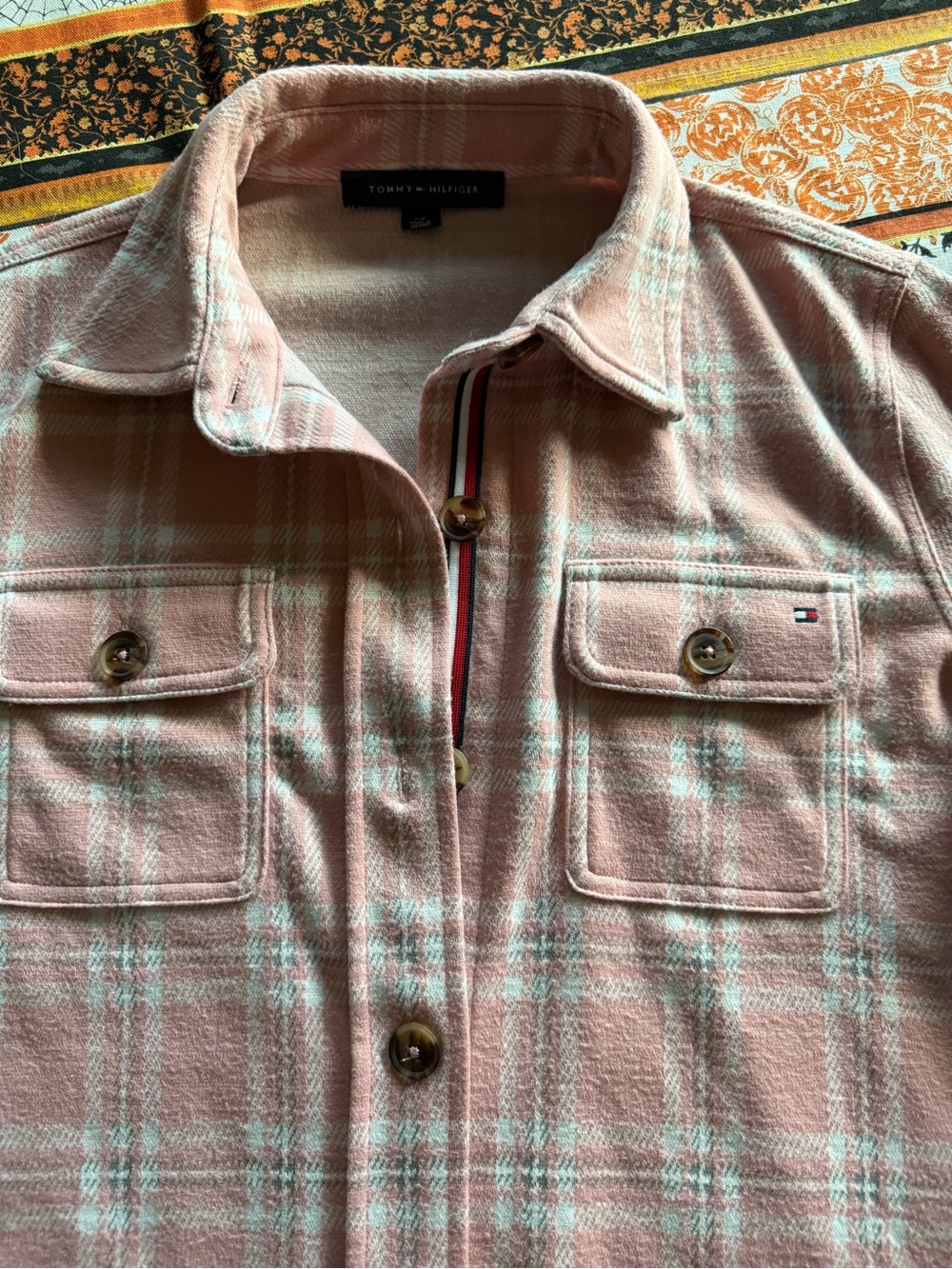 Tommy Hilfiger Pink Plaid Shacket Shirt Jacket Women’s Small